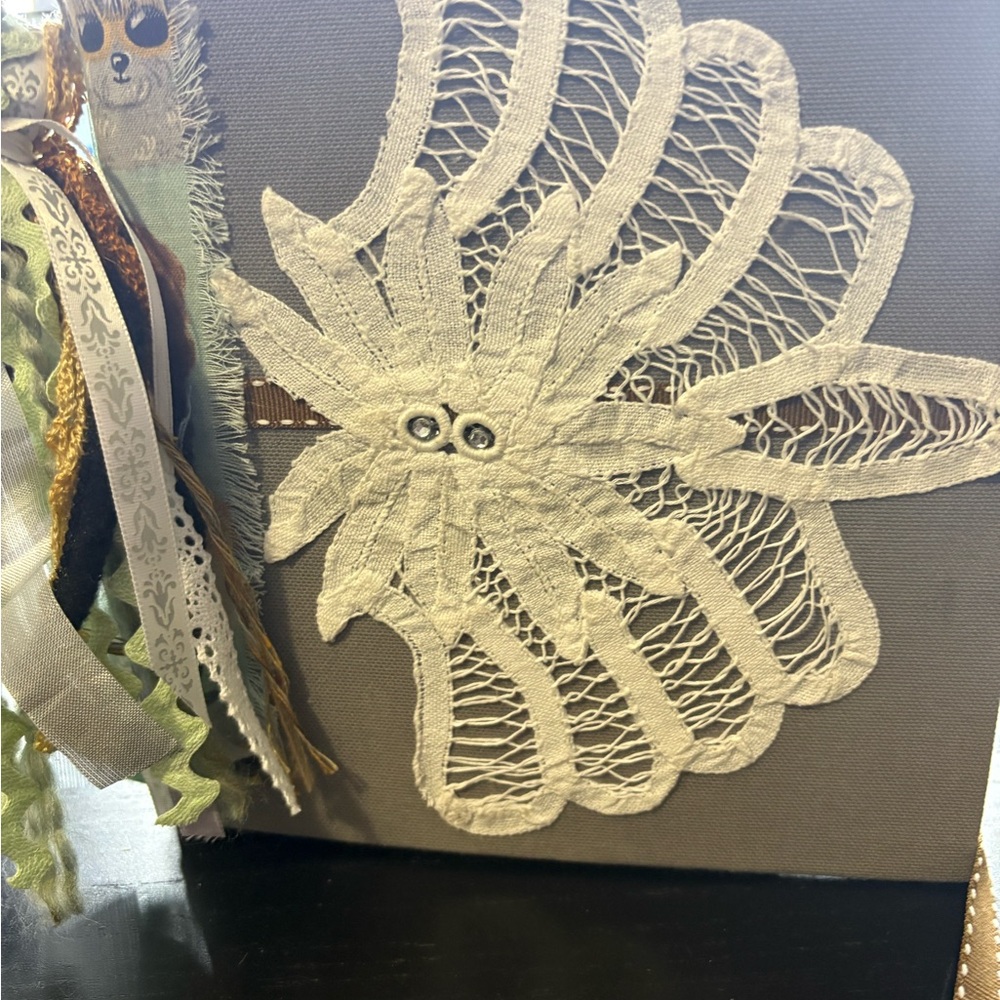 Handcrafted Lace Embellished Dog Themed Scrapbook/Journal